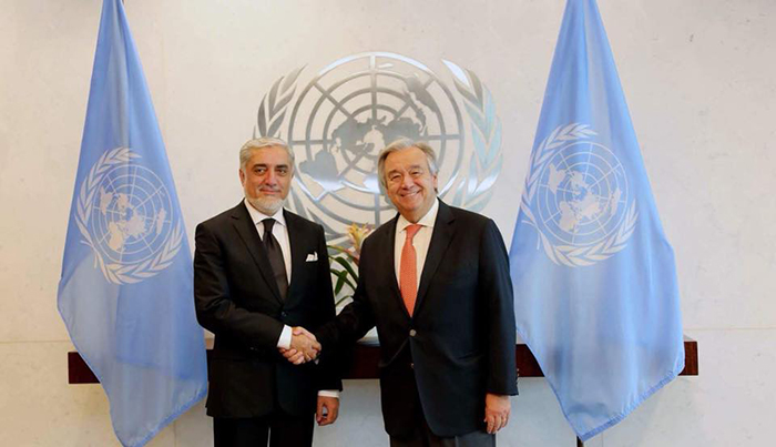 عبدالله عبدالله، رییس اجراییه‌ی افغانستان در دیدار با دبیرکل سازمان ملل متحد در نیویورک گفته است که تاکنون تغییری در سیاست پاکستان در حمایت از تروریسم به‌میان نیامده است.