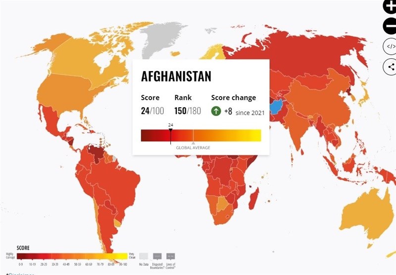 صعود ۲۴ پله‌ای افغانستان در شاخص جهانی مبارزه با فساد